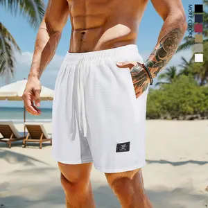 Men’s retro American corduroy shorts set, solid-color athletic casual knee-length pleated shorts for summer