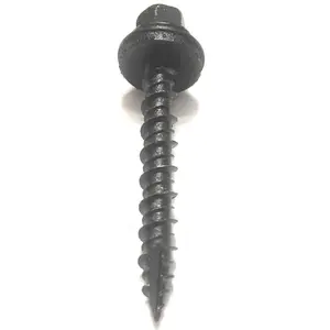 212 MAIN Corrosion Res. Zinc Alloy Metal-to-Wood Self-Drilling Roofing Screws, 10x1.5 in., Black, with Pro-Stick Bit, for Sailing Roof Fastening (LB Quantity)