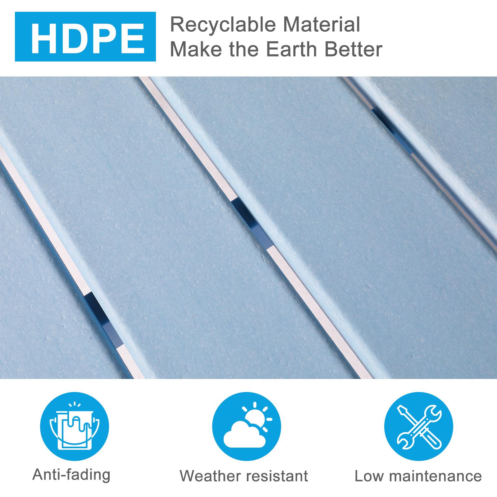 47” Outdoor Bench HDPE Patio Garden Bench w/Metal Legs, Poly Lumber Outdoor Backless Bench, 660 LBS Capacity (Blue)