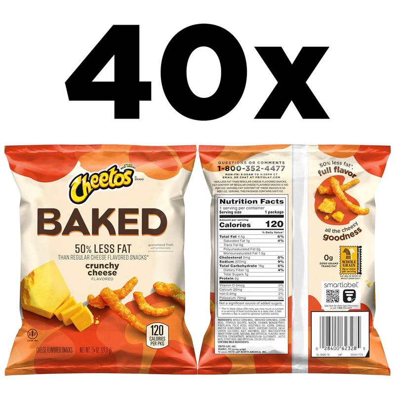 Frito-Lay Baked Cheetos Crunchy, 0.875 Ounce (Pack of 40)