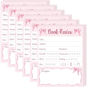 Book Review Sticky Notes , 9 Pack  Bow Books Review Notepads 3x4 Inch Gifts for Book Lovers, Reading Journals Memo Pads Office School Supplies for  Bookworm (450 Sheets)