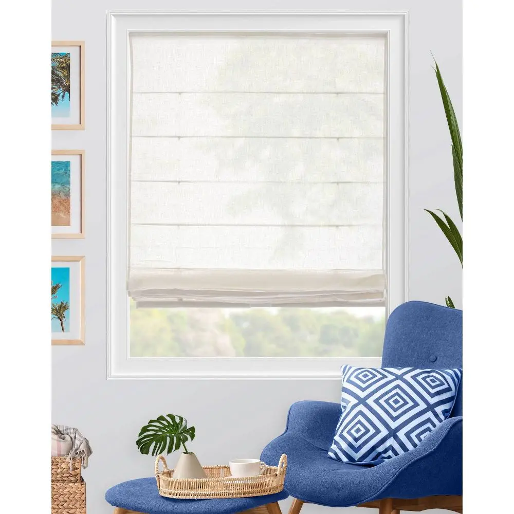 33"x64" Chicology Sheer Roman Curtain Shade Pacific White