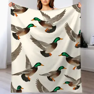 Cartoon Duck Pattern Blanket, 1 Count Soft Comfortable Warm Throw, Air-conditioned Room Blanket, Warm Nap Blanket for Home Office Travel Camping3