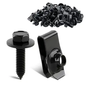 100PCS 1/4 U Nut Clips Kit, Fender Bolts Screw Clips Metal Fasteners Automotive