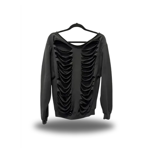 Women's TheDriveClothing Road Rash Wideneck 1.0 Long-Sleeve Oversized Sweatshirt - Grunge Biker Outfits Top, Streetwear Hand-Cut Edges Unisex Urban Festival Pullover, TikTok Viral Casual Tops