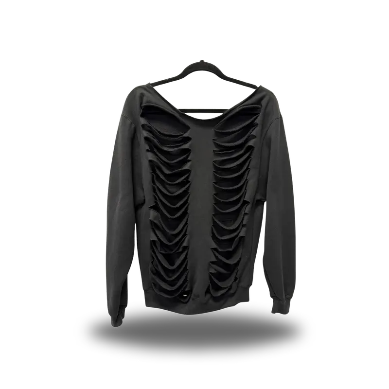 Women's TheDriveClothing Road Rash Wideneck 1.0 Long-Sleeve Oversized Sweatshirt - Grunge Biker Outfits Top, Streetwear Hand-Cut Edges Unisex Urban Festival Pullover, TikTok Viral Casual Tops
