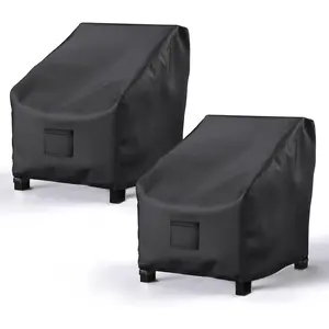Patio Chair Covers for Outdoor Furniture Waterproof 2 Pack, Lawn Chair Covers 600D Heavy Duty Oxford Cloth, Large Covers for Lounge Lawn Deep Seat Black 38" W x 31" D x 29" H   PA5
