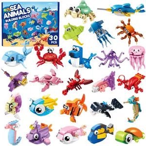 30 Pack Ocean Creative Building Blocks Toys, Mini Party Favors Building Set For Kids Building Bricks Toys For Boys Girls Holiday Goodie Bags Stocking Stuffers Classroom Prizes Birthday Gifts