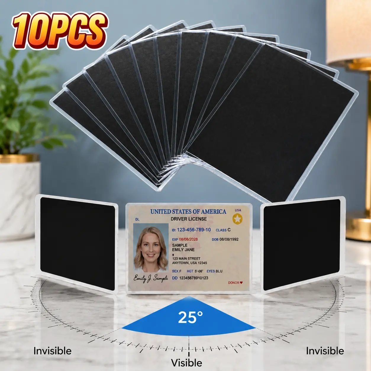 10 Pack Anti Peep Privacy Card Sleeves, Waterproof PVC ID Card Holders, Side View Blocking Card Covers for Wallet, Purse, Office, Travel, Business, Credit Cards, Driver License, Medicare and Social Security Cards