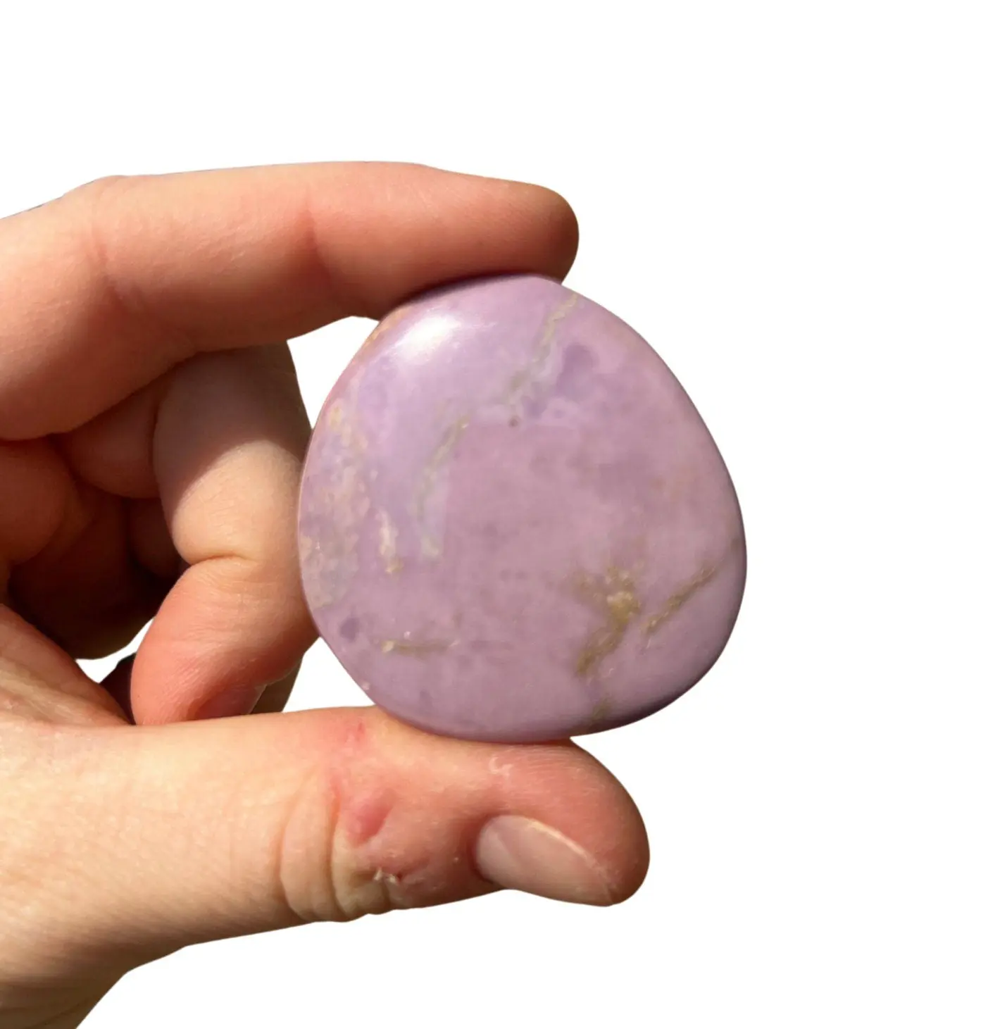 New Moon Beginnings Phosphosiderite Palm Stone - Purple Color, Smooth Surface, Natural Form, Ideal for Meditation and Spiritual Practices