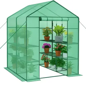 Walk-in Greenhouse57 x 57 x 76'', Protected Plant Garden Hot House with Roll-Up Zippered Door,3-Tier 12 Shelves Green House for Patio Backyard