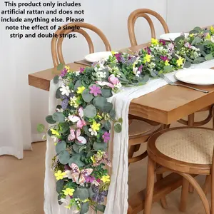 1/2Pcs Plastic Vine with Butterfly Leaves, Perfect for Backdrop, Arch & Ceiling Decoration Artificial Butterfly Leaf Vines, Faux Greenery Rattan for Wedding, Party & Home Wall Decor