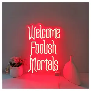 Sign Illuminated Welcome Foolish Mortals Neon Sign,Suitable For Festival Party Decor With Dimmable 31cmx45cm