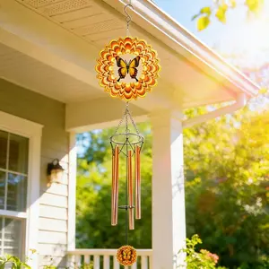 Butterfly Design Wind Chime, 3D Butterfly Wind Spinner, Outdoor Yard Hanging Decor for Garden Patio, Unique Gift for Mom, Women, Chimes Lovers