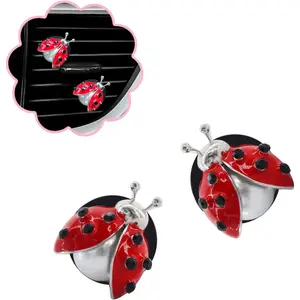 Ladybug Car Accessories,2pcs Lady Bug Air Vent Clips Car Air Fresheners,Refillable Animal Decoration Diffusers,Girly Rhinestone Dashboard Charms for Women Teens