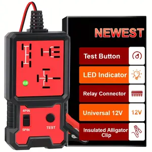 12V Car Relay Tester, Car Circuit Tester, Universal Battery Checker with LED Indicator Light, ABS Material, Room Electrical Wiring, ≤36V Operating Voltage, for Automotive Electrical System Diagnosis and Testin, Without Battery