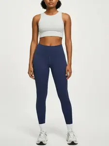 Women's High Waisted Yoga Pants, Abdominal Control Tight Fit Gymwear, Sporty Style No Front Seam Elastic Workout Leggings, Seamless Workout Leggings