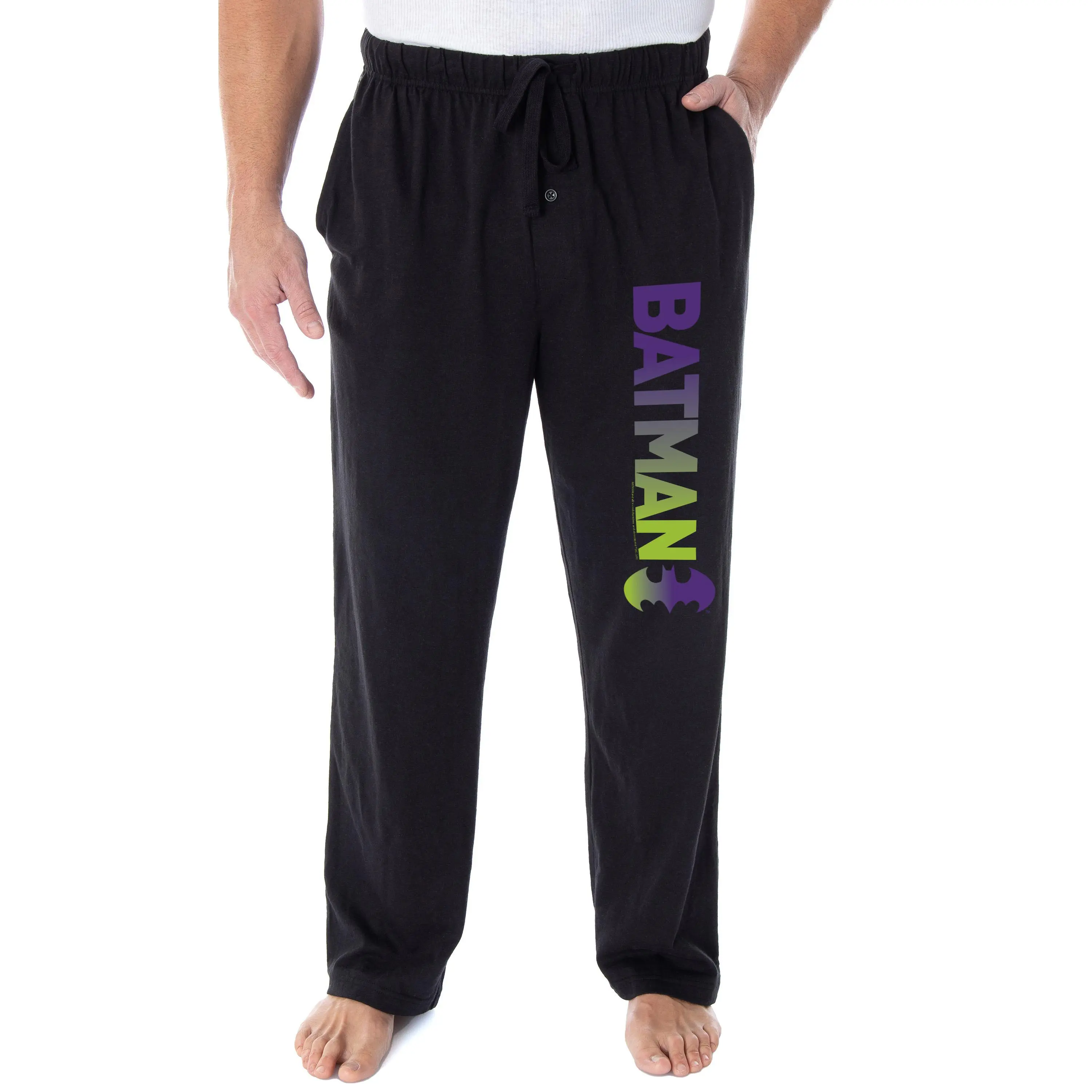 DC Comics Men's Batman Pajama Pants Ombre Script Logo Loungewear Sleep Pants