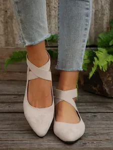Women's Fashionable Cross Strap Ankle Strap Flats, Casual Comfortable Pointed Toe Flat Shoes for Daily Wear, Lightweight Breathable Shoes for Women & Girls, Running