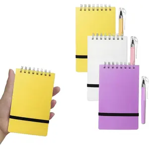 3 Pack Pocket Notebook Journals, 5.1 inches x 3.1 inches 100 Pages Small Notepad Notebooks for Note Taking, Thick Lined Paper, Small Spiral Notebook With Pen (, Yellow, White)