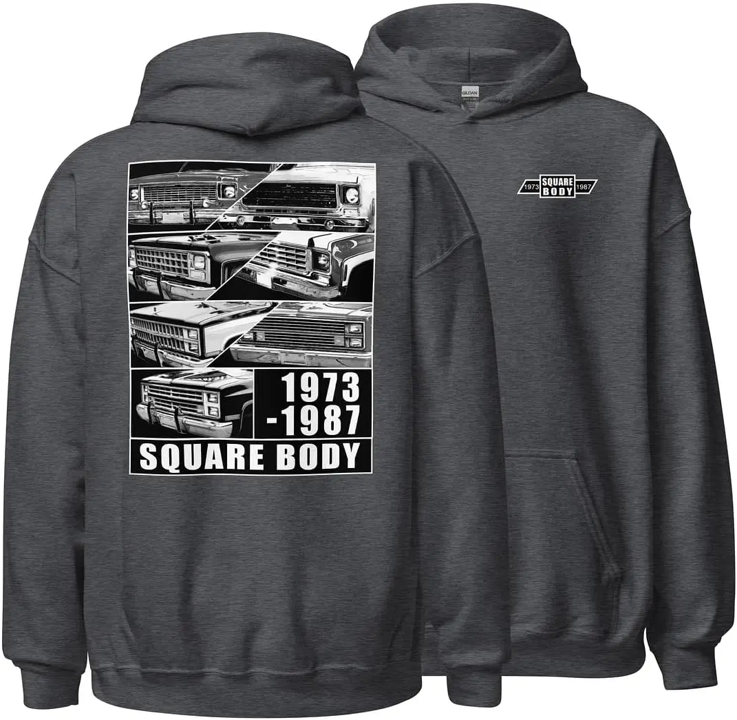 Square Body Trucks 1973-1987 C10 K10 Pickup Truck Enthusiasts Hoodie Sweatshirt T-Shirt 2 Sided