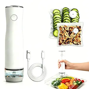 Handheld Vacuum Sealer for Food - Rechargeable Portable Food Sealer Machine with 30 Reusable Vacuum Bags (2 Sizes) for Meal Prep, Kitchen Storage & Freshness