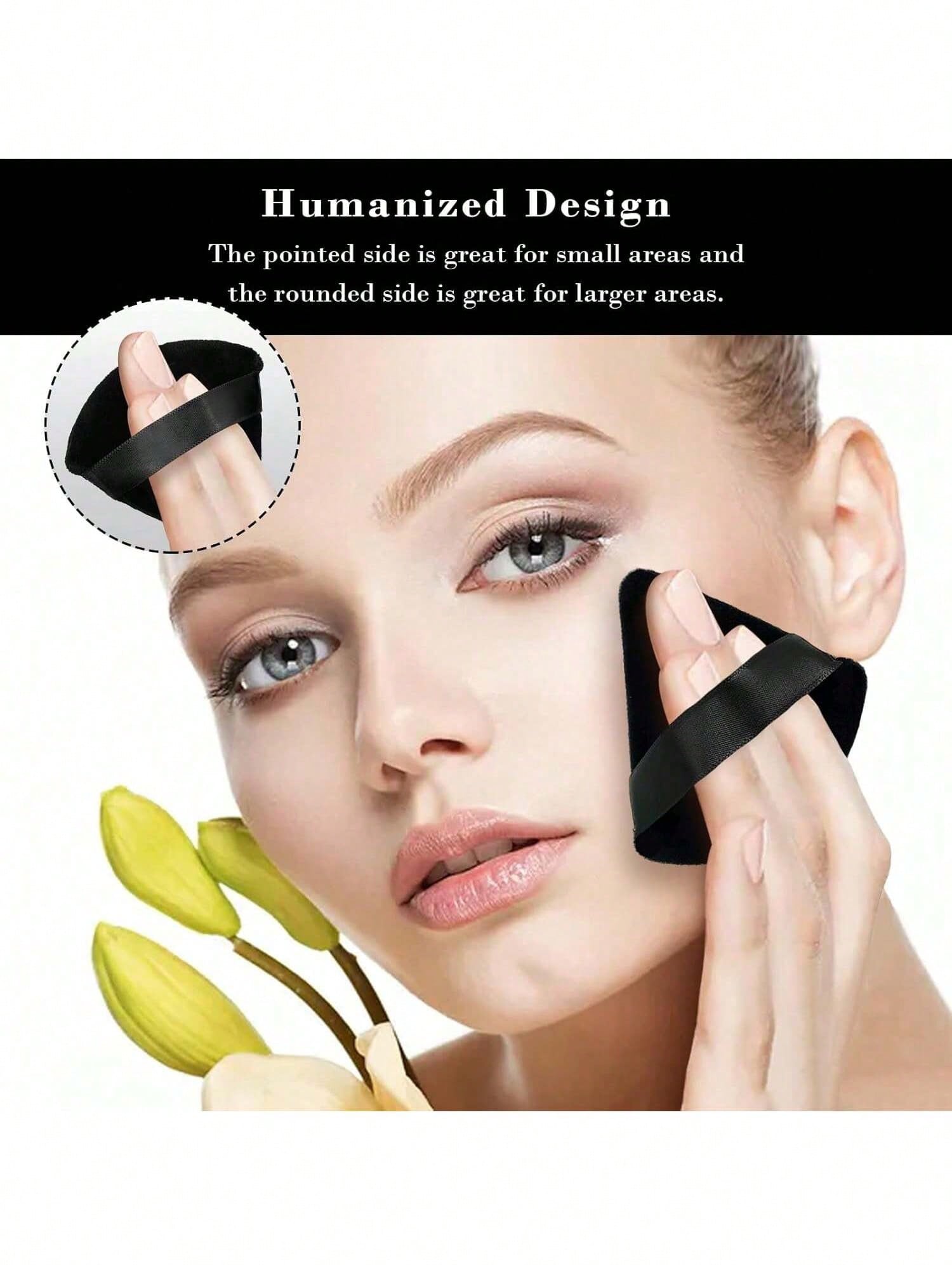 Viral Triangle Powder Puff Set (10PCS) – Soft Velour Makeup Puffs for Loose & Pressed Powder, Foundation & Setting – Finger Strap Beauty Blender Alternative for Flawless Baking, Under Eye Setting & Full Face Makeup