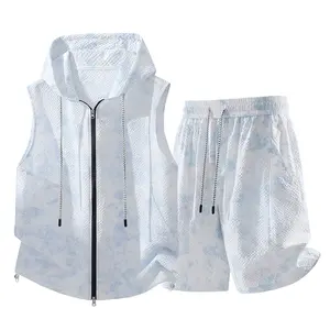 Trendy streetwear tie-dye hooded quick-dry vest and shorts two-piece set—loose, breathable casual athletic outfit that’s stylish, versatile for everyday wear, and looks cool. #SummerVibes
