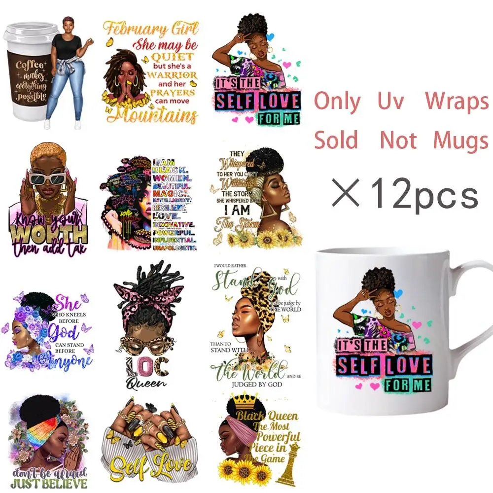 Queen Design DIY Transparent Sticker, 12pcs/set Waterproof Self Adhesive Sticker, Decorative Sticker For Glass Bottle, Water Cup, DIY Decoration Suppl