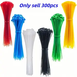 300pcs Multi-Use Nylon Cable Ties, Durable Cable Bundles, UV Resistant, Self-Locking, 4 Inches, Multicolor Zipper Ties for Decorations