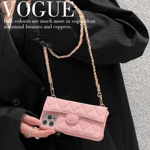 Discover Luxury: Caviar Classic Flap Case with Leather Chain for iPhone 12/13/14 Accessories Cellphone