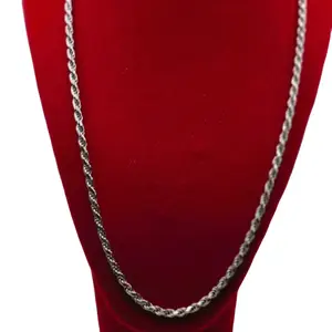 18k White Gold Over Sterling Silver 925 Diamond Cut 4mm Rope chain