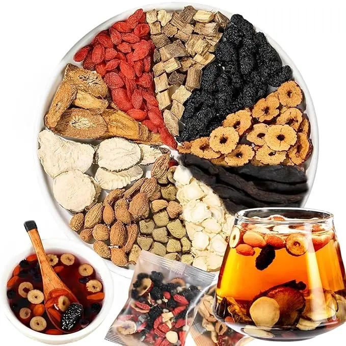 Kidney Tea Formula Ginseng Five Treasure Tea, Ginseng & Mulberry Herbal Tea, Kidney Cleanse Detox & Repair, Traditional Chinese Herbal Tea Bags, Five Treasures Teas For Men Women, Precious Herbs, Rich Sweetness