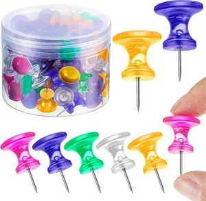 Outus 60 Pcs Giant Push Pins Jumbo Tacks 1 Inch Plastic Head for Cork Board Map Posters Decorations Gifts under 10 Dollars(Rose Red, Yellow, Blue, Green, Clear)
