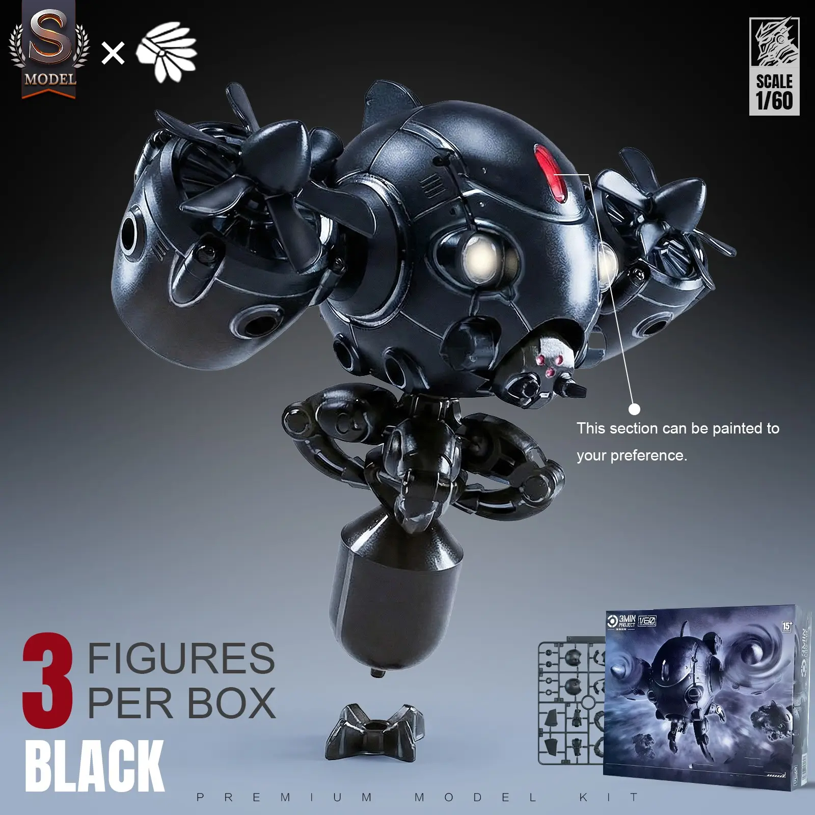 1/60 Sci-Fi Collectible Action Figure Mecha Model Set of 3, Figurine, Articulated Figurines, Articulated Figures, Poseable Articulated Joints & Customizable with Display Options, Perfect for Desk Collectors