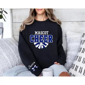 Custom Cheer Sweatshirt,Blue and White Cheer Sweater ,Cheer Squad Sweaters, Megaphone Hoodie, Cheer Mom with Name Sweater,Personalized Cheer