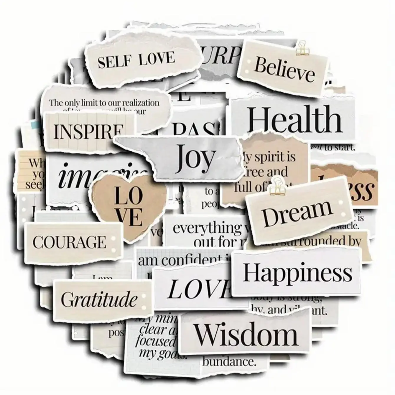 English Scrapbooking Paper, 60pcs/set DIY Decorative Sticker, DIY Decals for Water Bottle, Laptop, Phone Case, Scrapbooking, Journal Making