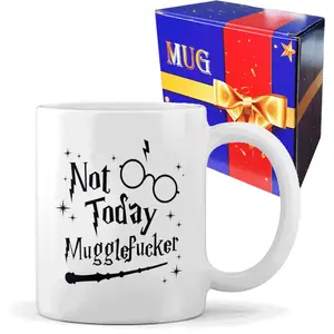Hogg Not Today Mugglefucker Mug, 15 oz Ceramic Coffee Cup, Not Today Muggle Fucker Mug, Wizard Cup, Funny Swear Gifts, Sarcastic Gifts for Harry Fans, Funny Dad Mug