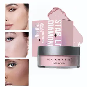 Pearlescent Loose Powder - Light Nude Matte Body Highlighter, Waterproof Oil-Control Setting Powder, Diamond Glow Bronzer for All Skin Ty setting powder pes - Long-Lasting, Sweat-Proof, Translucent Makeup Blend Flawless 01# Bubblegum