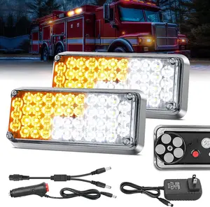 Nilight 2PCS 42LED Amber White Wireless Magnetic Strobe Lights Portable Light Surface Mount Waterproof 5 Patterns for 12V 24V Cars Trucks Van Off Road Vehicles ATV