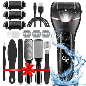14 in 1 Electric Foot Callus Remover Rechargeable Portable Electronic Foot File Pedicure Kits, Waterproof Foot Scrubber File, Professional Pedicure Tools, Foot Care for Dead Skin Ideal Gift, 3 Rollers