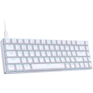 T68SE 60% Gaming Mechanical Keyboard,Ultra Compact Mini 68 Key with Red Switches Wired Keyboard,Anti-Ghosting , for Windows Laptops and PC Gamers,White