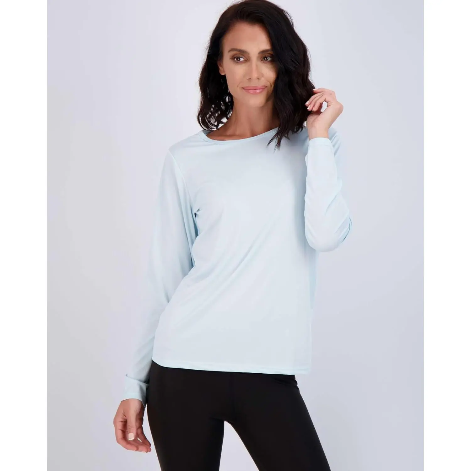 Women's UPF 50+ Round Neck Long Sleeve Synthetic Sun Shirts 4-Pack - Quick Dry, Breathable, 90% Polyester 10% Spandex, Multi-Size Including Plus Size, for Hiking & Everyday Wear