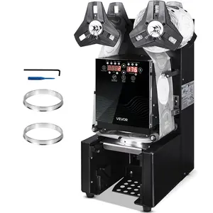 VEVOR Fully Automatic Cup Sealing Machine, 500-650 Cups/H, Cup Sealer Machine for 190 mm Tall & 90/95 mm Cup, Electric Tea Sealer with Digital Control LCD Panel for Bubble Milk Tea Coffee, Black, 500-650 Cups/Hr, Exhaust Needle