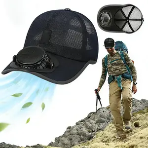 Outdoor Cooling Hat with Fan, Solar & USB Charging, UV Protection Baseball Cap for Hiking, Fishing, Golf for Men Women