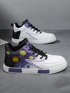 Men's Halloween Pumpkin High-Top Sneakers, Comfortable Flat Sole Casual Shoes, Trendy Large Size Board Shoes for Men
