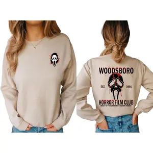 Woodsboro Scream Movies Ghostface Sweatshirt Ultimate Gift for Horror Film Enthusiasts Exclusive Design on Comfy Cotton Shirt for Movie Club Members