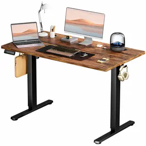 Ergonomic Height Adjustable Table with T-Shaped Metal Bracket Modern Computer Workstations Brown 28.7" - 48" Motorized Standing Desk