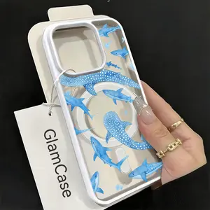 Shark and Whale Shark Phone Case，Oceanic Underwater Style for iPhone 17 16 15 14 13 12 11 Plus Pro Max.A17