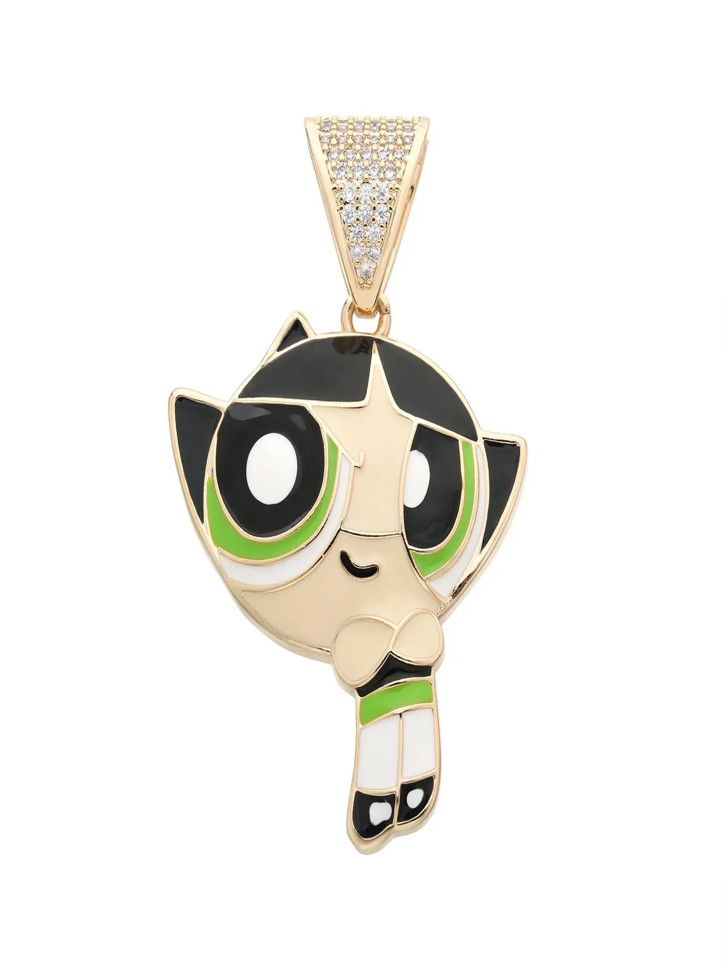 Trendy Cute Cartoon 14k Pendant, Soft and Shiny Powerpuff Girls Enamel Pendant, Must-Have Street Style Jewelry for All Seasons, Fashion Pendants
